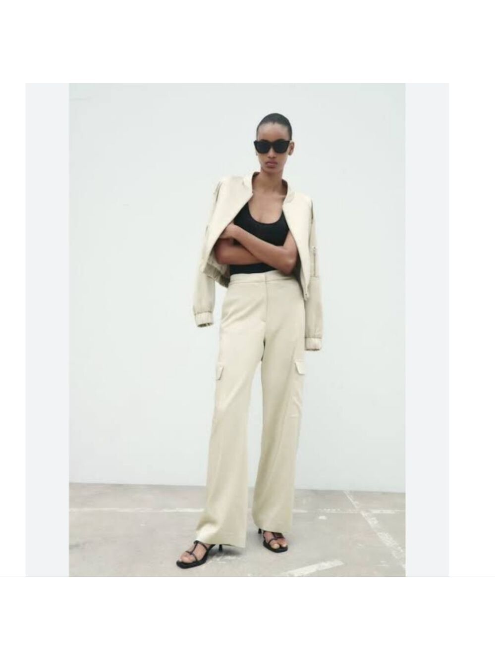 Zara Elegant Cream Women's Cargo Pants